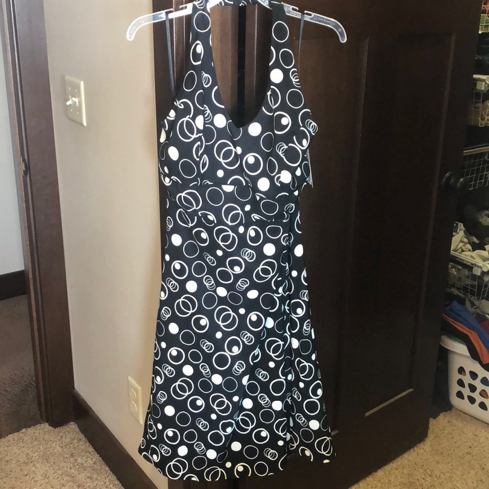 Brand new halter black and white dress